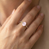 Oval Solitaire Morganite with Accent Diamonds Engagement Ring