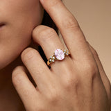 Criss Cross Diamond Ring with Oval Cut Morganite