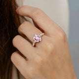 Oval Cut Morganite with Graduated Diamonds Ring - GeumJewels