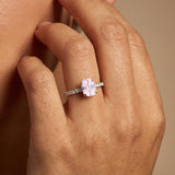 Long Cushion Morganite Thin Diamond Promise Ring