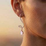Elegant Spiral Teardrop Morganite Diamond Drop Earrings