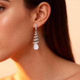 Spiral Diamond Pear Cut Morganite Dangle Earrings - GeumJewels