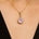 Classic Solitaire Round Morganite Halo Diamond Dangle Pendant - GeumJewels