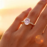 Oval Solitaire Morganite with Accent Diamonds Engagement Ring