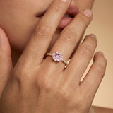 Classic Six Prong Round Solitaire Morganite Ring with Accent Diamond Band