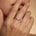 Classic Six Prong Round Solitaire Morganite Ring with Accent Diamond Band - GeumJewels