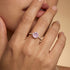 Classic Six Prong Round Solitaire Morganite Ring with Accent Diamond Band - GeumJewels