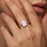 Cushion Cut Morganite Engagement Ring with Distant Diamond Band