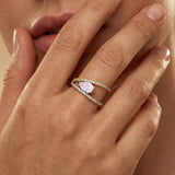 Fashionable V Shaped Diamond Ring with Pear Cut Morganite