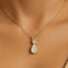 Opal Teardrop Pendant with Solitaire Diamond - GeumJewels