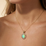 Vintage Style Oval Shaped Opal Halo Set with Diamond Accents