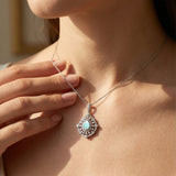 Art Deco Inspired Teardrop Opal Diamond Pendant