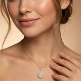 Opal Teardrop Pendant with Diamond Halo