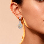 Vintage Inspired Pear Cut Opal Diamond Drop Earrings - GeumJewels