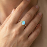 Oval Solitaire Opal with Accent Diamonds Engagement Ring - GeumJewels