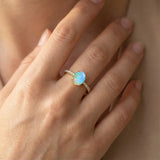 Oval Solitaire Opal with Accent Diamonds Engagement Ring