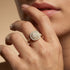 Double Halo Diamond Cushion Cut Opal Ring - GeumJewels