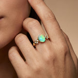 Criss Cross Diamond Ring with Oval Cut Opal