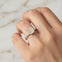 Opal Square Cushion Under Halo Diamonds Thin Ring with Diamond Band - GeumJewels