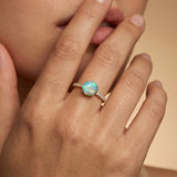 Classic Six Prong Round Solitaire Opal Ring with Accent Diamond Band