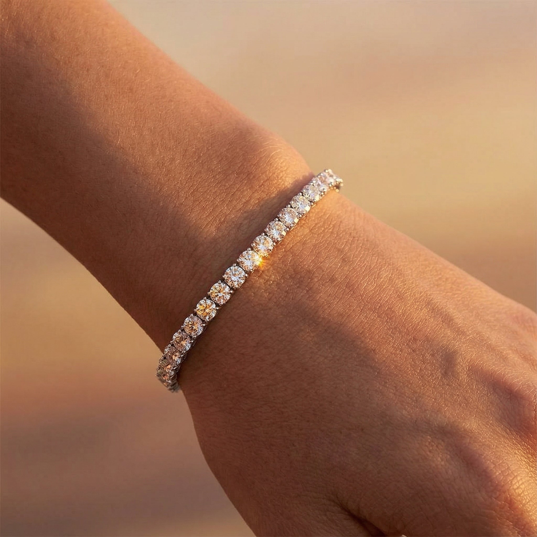 14K Gold Lab Grown Diamond Tennis Bracelet: Elegant Infinity Design - GeumJewels