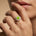 Double Halo Diamond Cushion Cut Peridot Ring - GeumJewels
