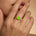 Classic Six Prong Round Solitaire Peridot Ring with Accent Diamond Band - GeumJewels