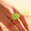 Vintage Style Square Cut Peridot Diamond Ring - GeumJewels