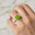 Peridot Square Cushion Under Halo Diamonds Thin Ring with Diamond Band - GeumJewels