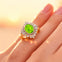 Oval Solitaire Peridot Baguette and Round Diamond Cocktail Ring - GeumJewels