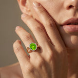 Vintage Love Inspired Oval Peridot Halo Diamond Engagement Ring