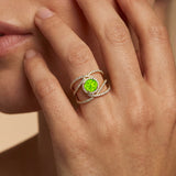 Solitaire Round Peridot Cocktail Diamond Ring