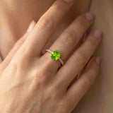 Oval Solitaire Peridot with Accent Diamonds Engagement Ring