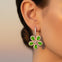Pear Shaped Peridot Flower Diamond Leverback Earrings - GeumJewels