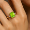 Emerald Cut Peridot and Diamond Three Stone Ring - GeumJewels