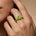 Criss Cross Diamond Ring with Oval Cut Peridot - GeumJewels