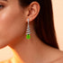 Spiral Diamond Pear Cut Peridot Dangle Earrings - GeumJewels