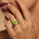 Elongated Cushion Halo Set Peridot Engagement Ring with Diamond Band - GeumJewels