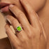 Elongated Cushion Halo Set Peridot Engagement Ring with Diamond Band - GeumJewels