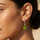 Lever Back Diamond Drop Earrings with Pear Cut Peridot