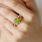 Flower Inspired Ring with Oval Shaped Peridot and Accent Diamonds - GeumJewels