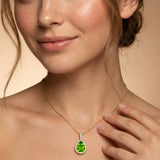 Peridot Teardrop Pendant with Diamond Halo