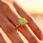 Flower Inspired Cluster Diamond Oval Peridot Engagement Ring - GeumJewels