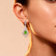 Vintage Inspired Pear Cut Peridot Diamond Drop Earrings - GeumJewels