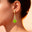 Inverted Princess Cut Peridot Drop Earrings with Diamonds - GeumJewels