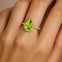 Classic Pear Shaped Peridot Halo Diamond Engagement Ring - GeumJewels