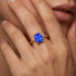 Cushion Cut Tanzanite Engagement Ring with Distant Diamond Band - GeumJewels