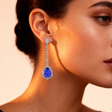 Vintage Style Pear Cut Tanzanite Halo Diamond Drop Earrings - GeumJewels