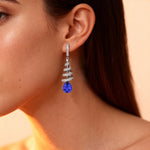 Spiral Diamond Pear Cut Tanzanite Dangle Earrings - GeumJewels