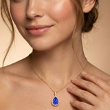 Tanzanite Teardrop Pendant with Diamond Halo